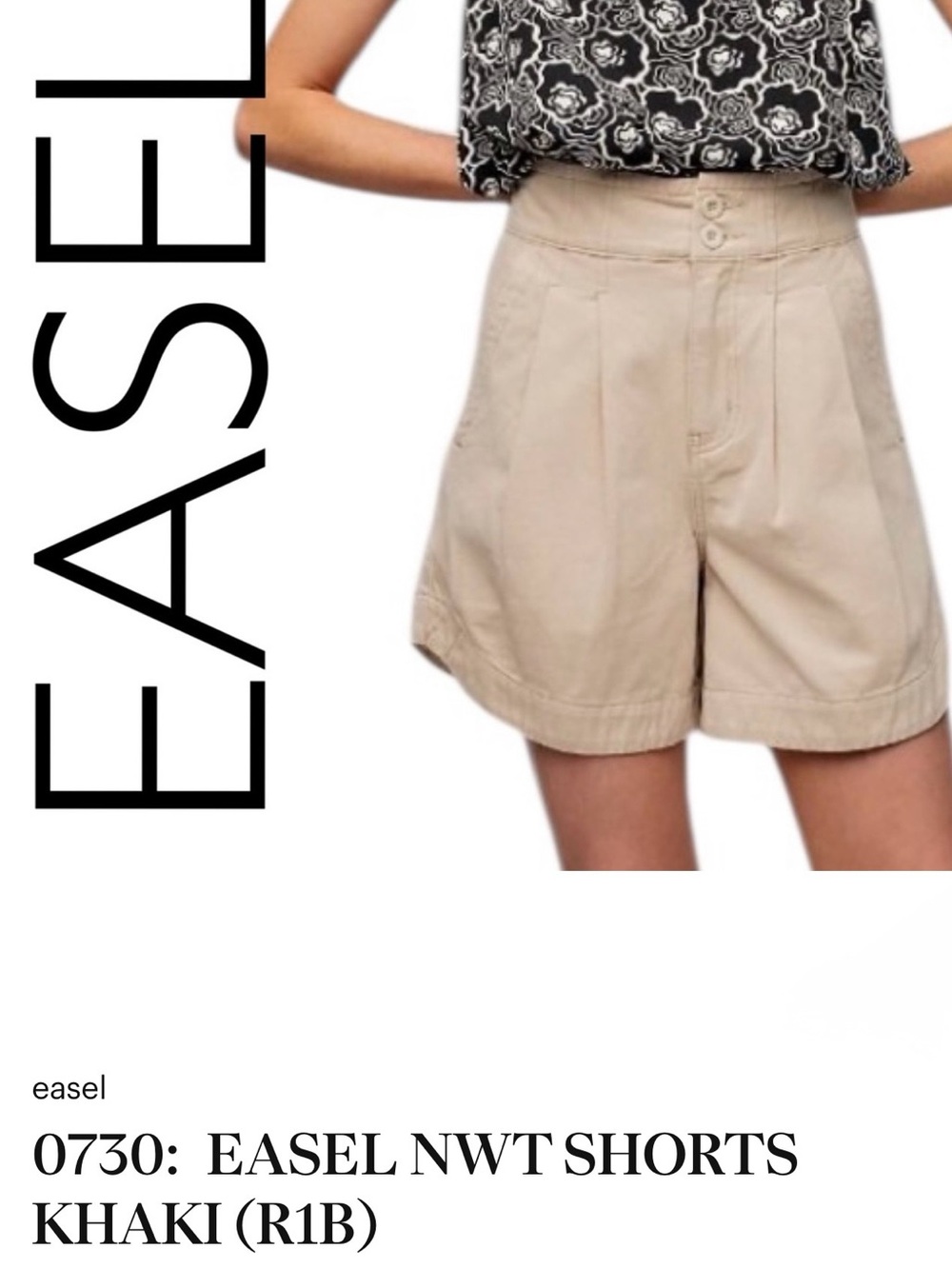 Easel NWT Neutral Beige Women's Bermuda Shorts w Side & Back Pockets size Large